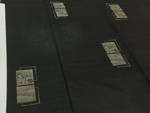 平和屋着物▽本場大島紬 単衣 9マルキ 地空き 壁画文様 正絹 逸品 AABF4339jh