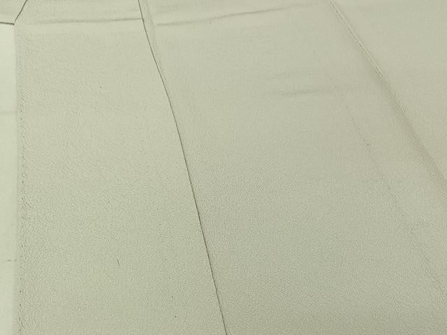 平和屋着物▽上質な色無地　単衣　白花色　鬼しぼ縮緬　正絹　逸品　AABF4340jh