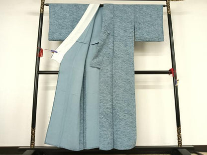 平和屋着物▽上質な小紋 単衣 霞文 鬼しぼ縮緬 正絹 逸品 AABF4343jh