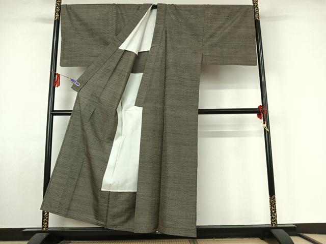 平和屋着物▽男性 紬 単衣 150亀甲 総詰め 正絹 逸品 AABF4346jh