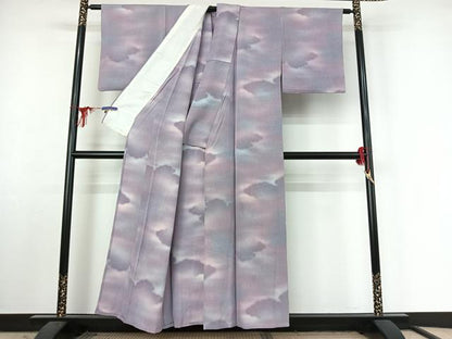 平和屋着物▽上質な小紋 単衣 霞文 暈し染め 正絹 逸品 AABF4350jh