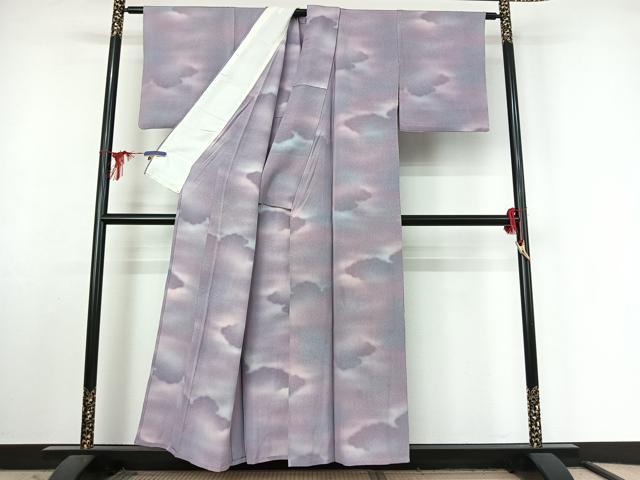 平和屋着物▽上質な小紋 単衣 霞文 暈し染め 正絹 逸品 AABF4350jh
