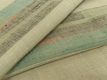 平和屋着物▽結城ちぢみ 単衣 横段文 正絹 逸品 AABF4353jh
