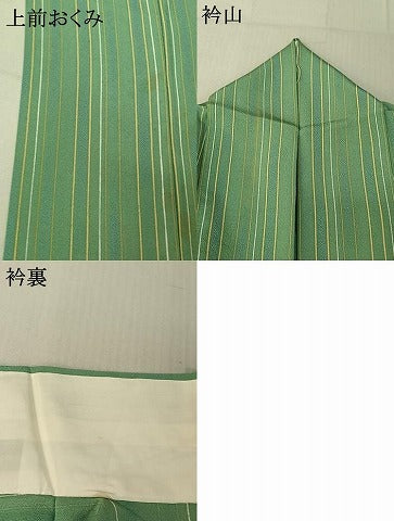 平和屋着物▽上質な小紋 単衣 縞 正絹 逸品 AABF4357jh