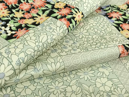 平和屋着物▽上質な小紋　単衣　色紙花文　正絹　逸品　AABF4359jh