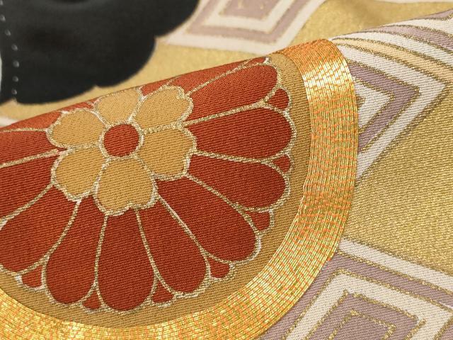 平和屋着物■豪華黒留袖　駒刺繍　吉祥雲取り花文　金彩　正絹　逸品　AABF4368st