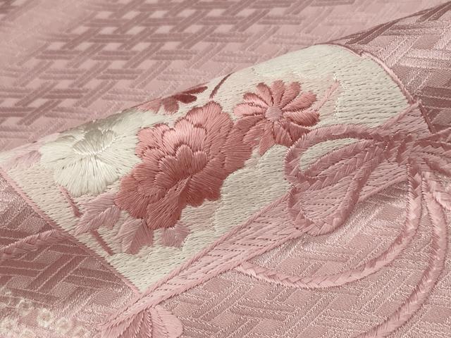 平和屋着物■訪問着　絞り　刺繍　流水扇面花文　正絹　逸品　AABF4373st