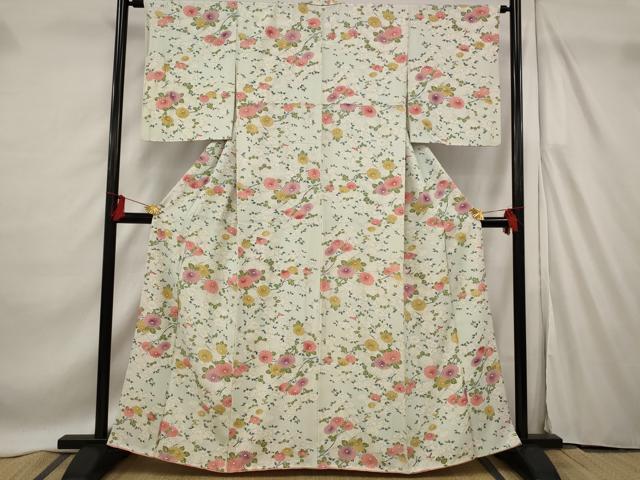 平和屋着物■上質な小紋　花づくし　正絹　逸品　AABF4375st