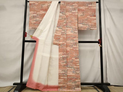 平和屋着物■上質な小紋　エ霞花文　正絹　逸品　未使用　AABF4378st