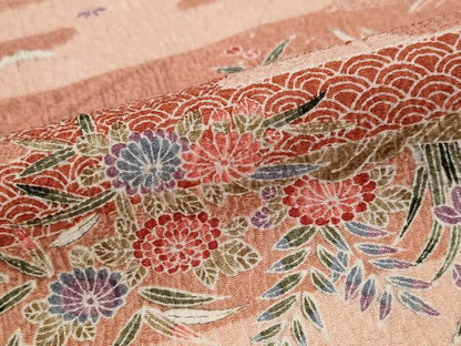 平和屋着物■上質な小紋　エ霞花文　正絹　逸品　未使用　AABF4378st
