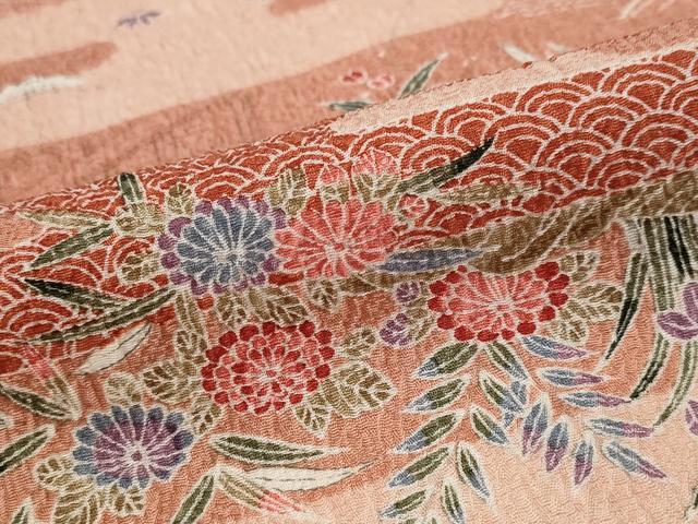 平和屋着物■上質な小紋　エ霞花文　正絹　逸品　未使用　AABF4378st
