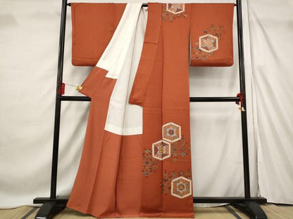 平和屋着物■訪問着 亀甲花文 金彩 正絹 逸品 AABF4379st