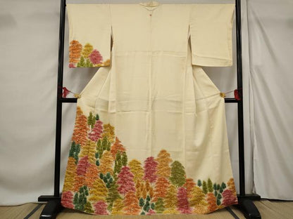 平和屋着物■訪問着 刺繍 樹林文 正絹 逸品 AABF4380st