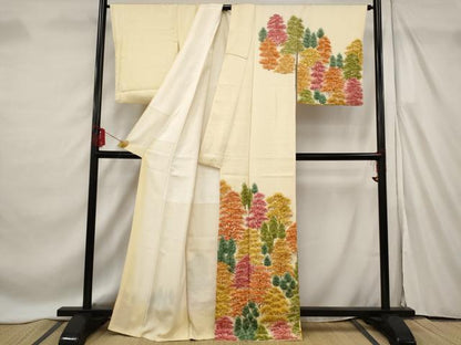 平和屋着物■訪問着 刺繍 樹林文 正絹 逸品 AABF4380st