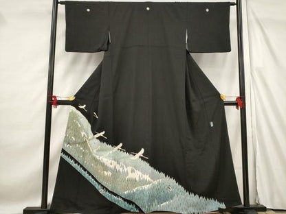 平和屋着物■豪華黒留袖 作家物 飛鶴樹林文 正絹 逸品 AABF4385st