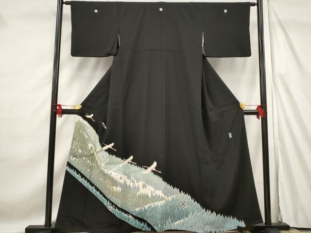 平和屋着物■豪華黒留袖 作家物 飛鶴樹林文 正絹 逸品 AABF4385st