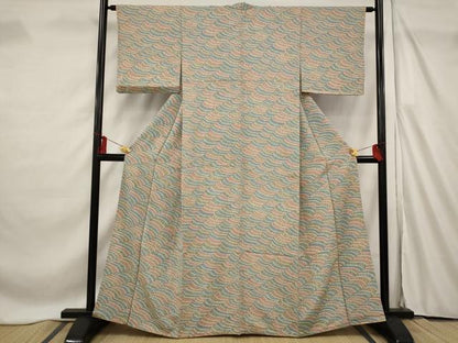 平和屋着物■上質な小紋 幾何学文様 正絹 逸品 AABF4386st