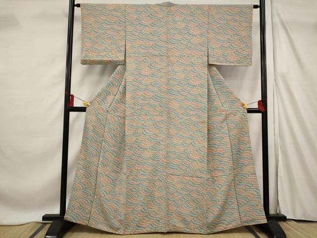 平和屋着物■上質な小紋 幾何学文様 正絹 逸品 AABF4386st