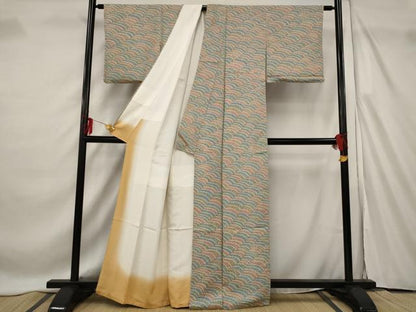 平和屋着物■上質な小紋 幾何学文様 正絹 逸品 AABF4386st