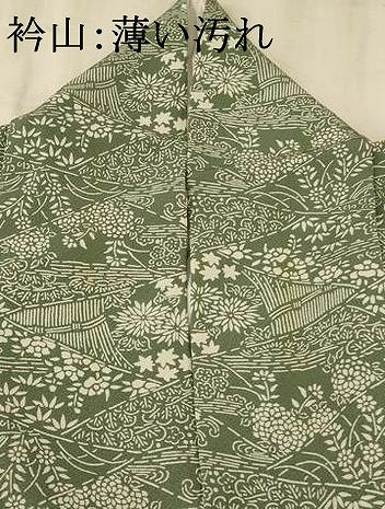 平和屋着物■上質な小紋 型染め 切り嵌め草花文 正絹 逸品 AABF4388st