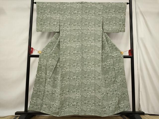 平和屋着物■上質な小紋 型染め 切り嵌め草花文 正絹 逸品 AABF4388st