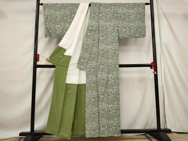 平和屋着物■上質な小紋 型染め 切り嵌め草花文 正絹 逸品 AABF4388st