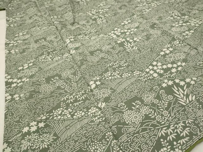 平和屋着物■上質な小紋 型染め 切り嵌め草花文 正絹 逸品 AABF4388st