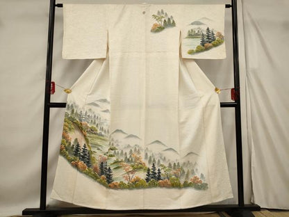 平和屋着物■訪問着 手描き 遠山風景文 暈し染め 正絹 逸品 AABF4395st