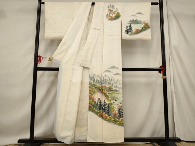 平和屋着物■訪問着 手描き 遠山風景文 暈し染め 正絹 逸品 AABF4395st