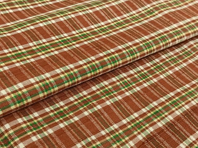 平和屋着物▽上質な紬 単衣 格子 正絹 逸品 AABF4402jh
