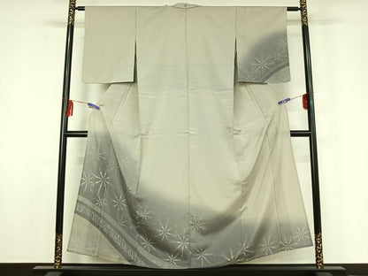 平和屋着物▽本塩沢 訪問着 単衣 幾何学文様 正絹 逸品 AABF4403jh