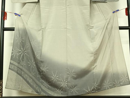 平和屋着物▽本塩沢 訪問着 単衣 幾何学文様 正絹 逸品 AABF4403jh