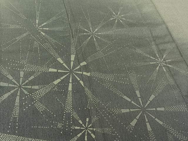 平和屋着物▽本塩沢 訪問着 単衣 幾何学文様 正絹 逸品 AABF4403jh