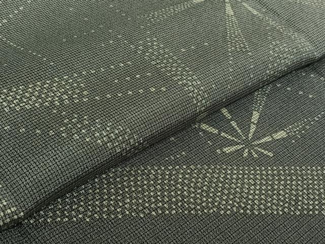 平和屋着物▽本塩沢 訪問着 単衣 幾何学文様 正絹 逸品 AABF4403jh