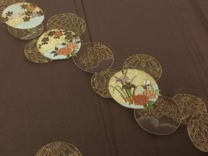 平和屋着物▽訪問着 単衣 刺繍 花鞠文 金銀彩 金糸 正絹 逸品 AABF4405jh