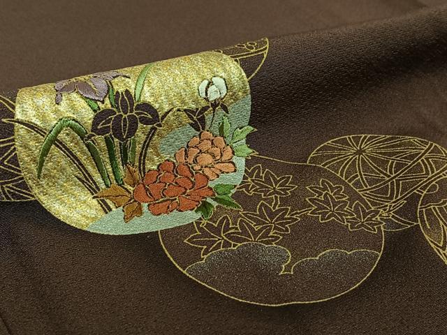 平和屋着物▽訪問着 単衣 刺繍 花鞠文 金銀彩 金糸 正絹 逸品 AABF4405jh