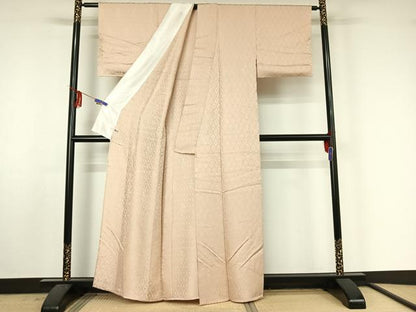 平和屋着物▽上質な色無地 単衣 立涌花地紋 桜鼠色 さが美扱い 正絹 逸品 AABF4406jh