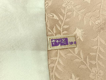 平和屋着物▽上質な色無地 単衣 立涌花地紋 桜鼠色 さが美扱い 正絹 逸品 AABF4406jh