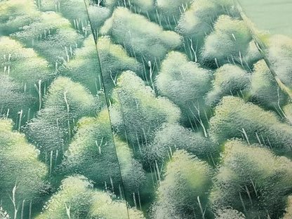 平和屋着物▽訪問着 単衣 手描き 樹林文 暈し染め 正絹 逸品 AABF4408jh