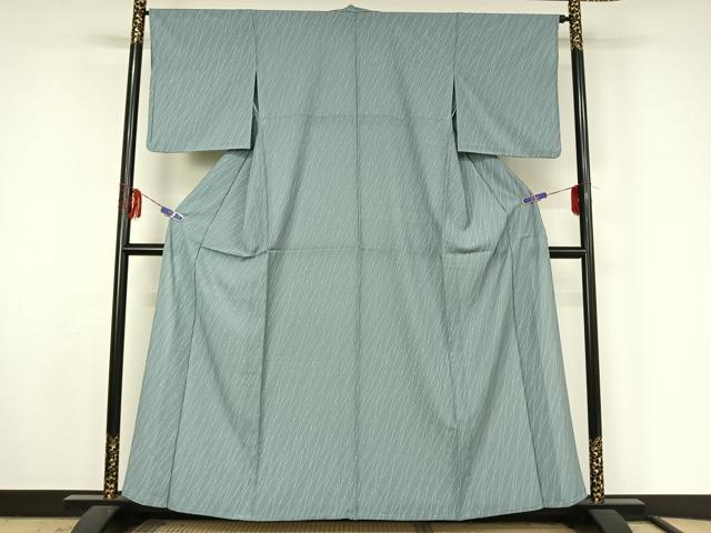 平和屋着物▽上質な小紋 単衣 変わり斜縞 正絹 逸品 AABF4409jh