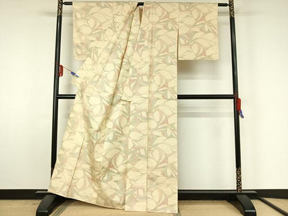 平和屋着物▽本場大島紬　単衣　幾何学文様　正絹　逸品　AABF4410jh