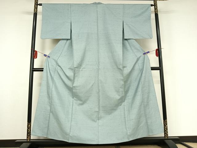 平和屋着物▽石川県指定無形文化財 牛首紬 白山工房 手織り 単衣 空色 正絹 逸品 AABF4411jh