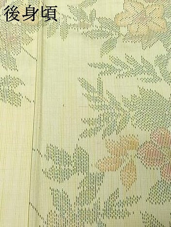 平和屋着物▽上質な紬　単衣　草花文　正絹　逸品　AABF4412jh