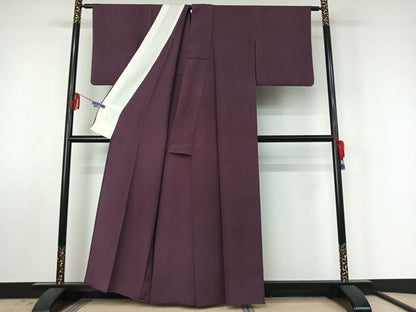 平和屋着物▽上質な小紋　単衣　変わり縞　正絹　逸品　AABF4414jh