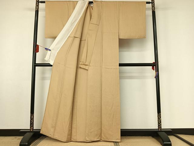 平和屋着物▽上質な色無地 単衣 丁子色 正絹 逸品 AABF4416jh