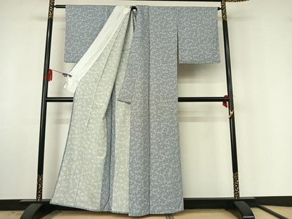 平和屋着物▽上質な小紋 単衣 花づくし文 正絹 逸品 AABF4417jh