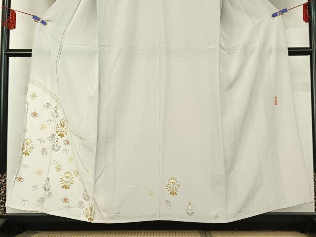 平和屋着物▽訪問着 単衣 作家物 駒刺繍 更紗花文 金糸 健勝苑扱い 正絹 逸品 AABF4418jh