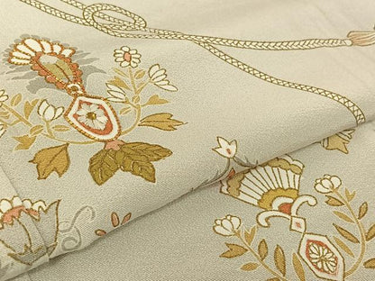平和屋着物▽訪問着 単衣 作家物 駒刺繍 更紗花文 金糸 健勝苑扱い 正絹 逸品 AABF4418jh