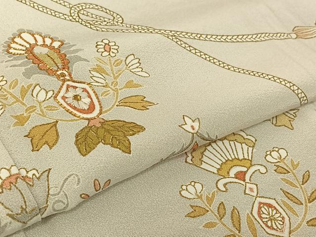 平和屋着物▽訪問着 単衣 作家物 駒刺繍 更紗花文 金糸 健勝苑扱い 正絹 逸品 AABF4418jh