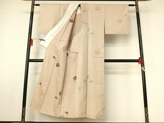 平和屋着物▽上質な小紋 単衣 茶道具 正絹 逸品 AABF4419jh